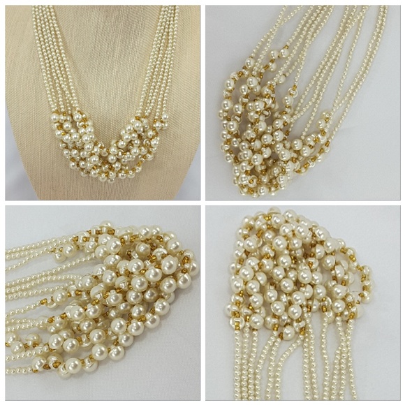 Faux Pearls and More Pearls with Goldtone Accents - Picture 3 of 8
